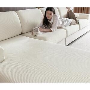 NEW Sectional Couch Covers- Sofa Protector (3 Pieces 2 Seaters+1 Chaise)- Ivory
